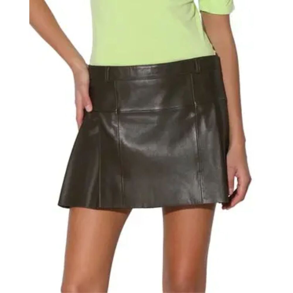 NEW NWT WALTER BAKER Izzie Leather Mini Skirt‎ Black Sz 4
